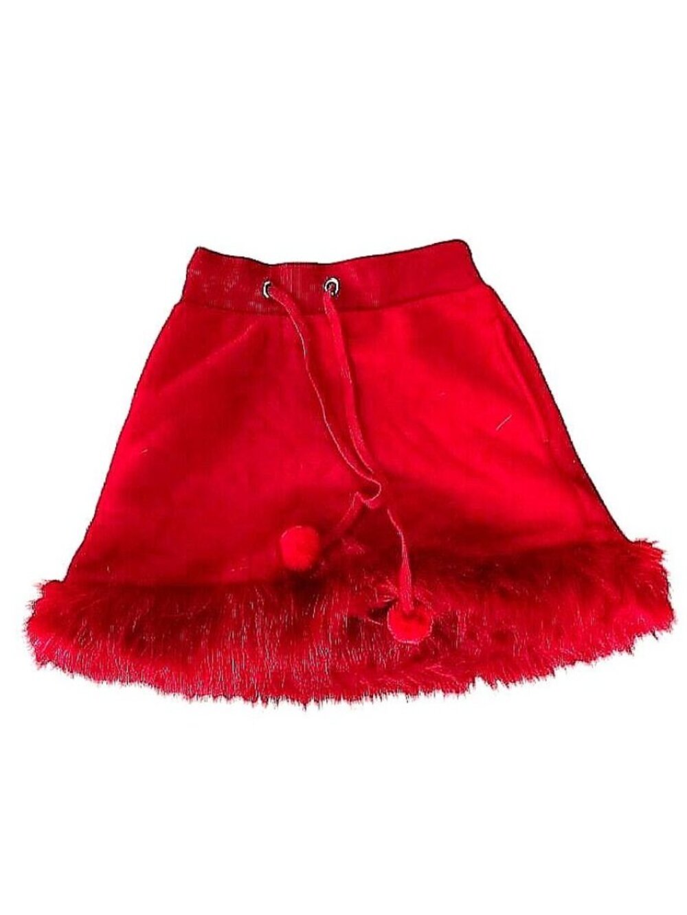 Club Exx Dolls Kill Red Faux Fur Trim Pom Pom Mini Skirt New Size XS Festival
